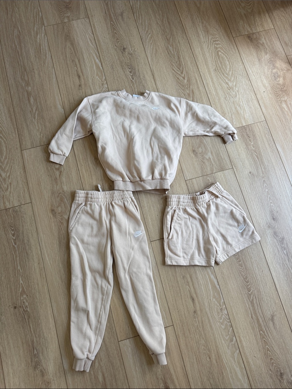 Nike Kids Cream Sweatshirt with Joggers & Shorts Set